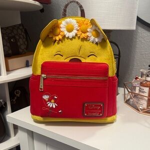 Disney Red and Yellow Kids Backpack with Floral Design